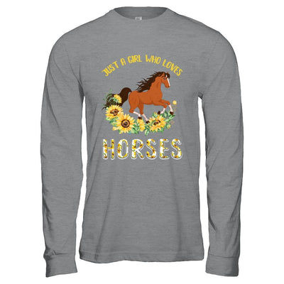 Just A Girl Who Loves Horses And Sunflowers-T-Shirt & Hoodie-Long Sleeve T-Shirt-Sport Grey