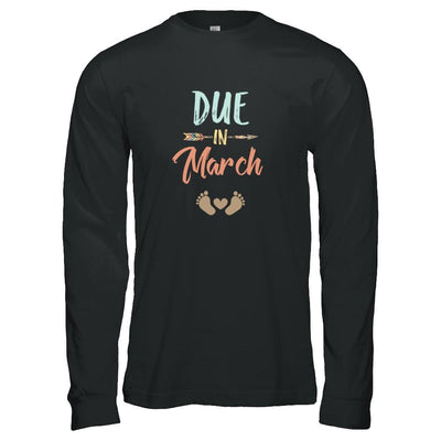 Due Date March 2021 Announcement Mommy Bump Pregnancy-T-Shirt & Tank Top-Long Sleeve T-Shirt-Black