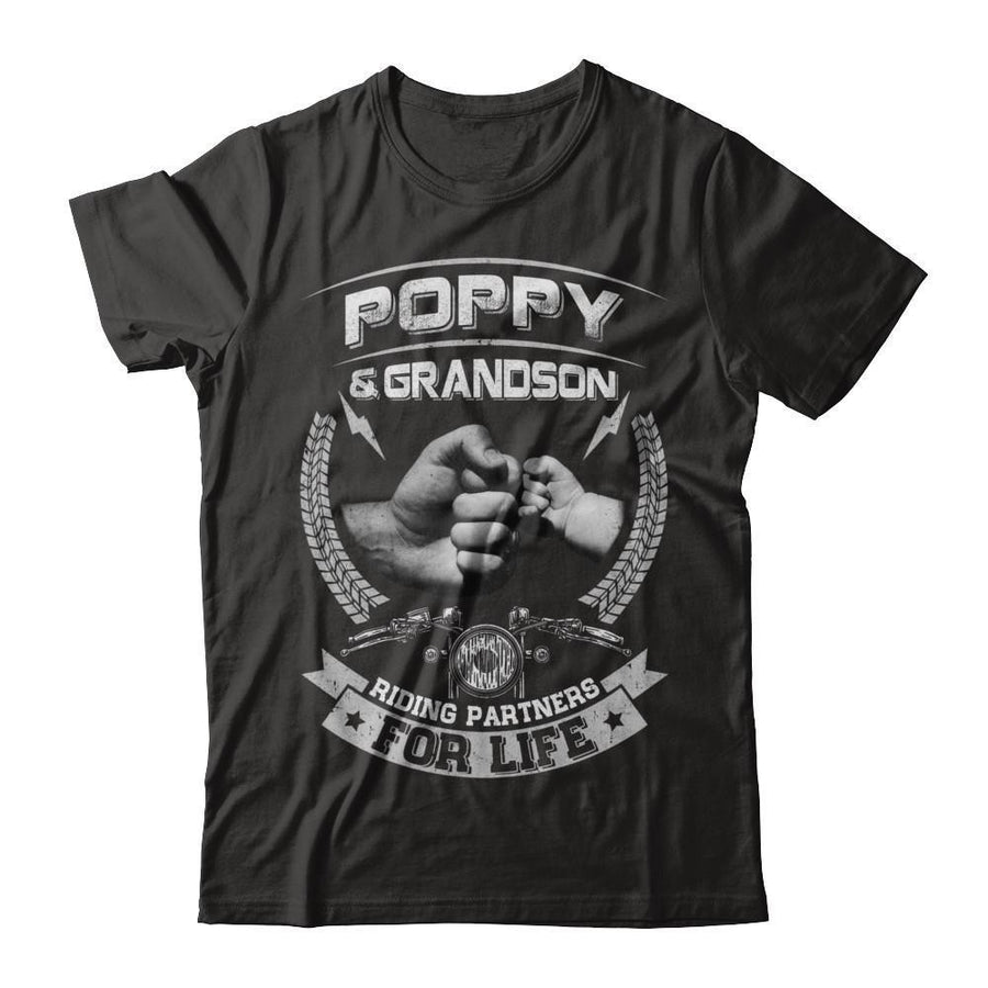 Motocross Poppy And Grandson Riding Partners For Life-T-Shirt & Hoodie-Classic T-Shirt-Black