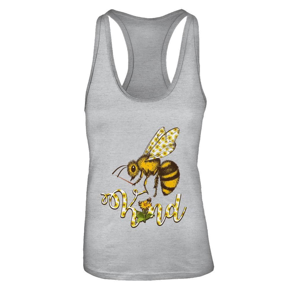 Sunflower Kindness Bee Kind Teacher-T-Shirt & Tank Top-Women's Ideal Racerback Tank-Heather Grey