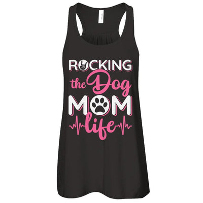 Rocking The Dog Mom Life-T-Shirt & Tank Top-Women's Flowy Racerback Tank-Black