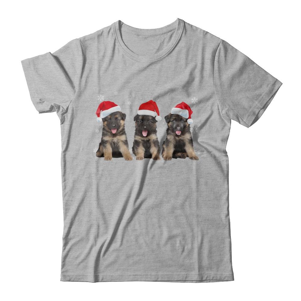 Funny German Shepherd Puppies Christmas Dog Gift-T-Shirt & Hoodie-Premium T-Shirt-Heather Gray