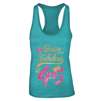 Sassy And Fabulous At 45th 1976 Birthday Gift-T-Shirt & Tank Top-Women's Ideal Racerback Tank-Tahiti Blue