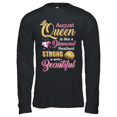 August Girls Queen Is Diamond Strong Beautiful-T-Shirt & Hoodie-Long Sleeve T-Shirt-Black