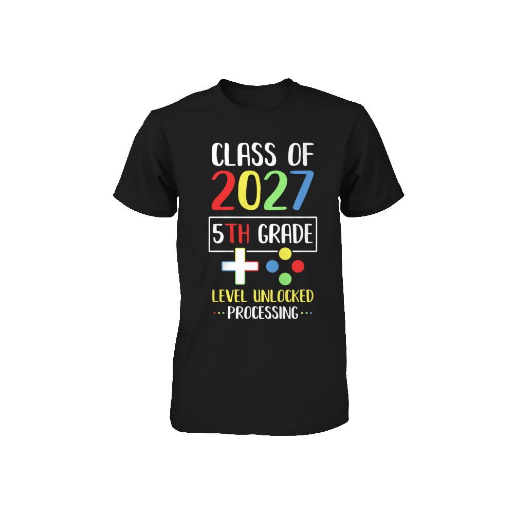Class Of 2027 5th Grade Level Unlock Gaming Back Go School Youth-Youth Shirt-Toddler T-Shirt-Black