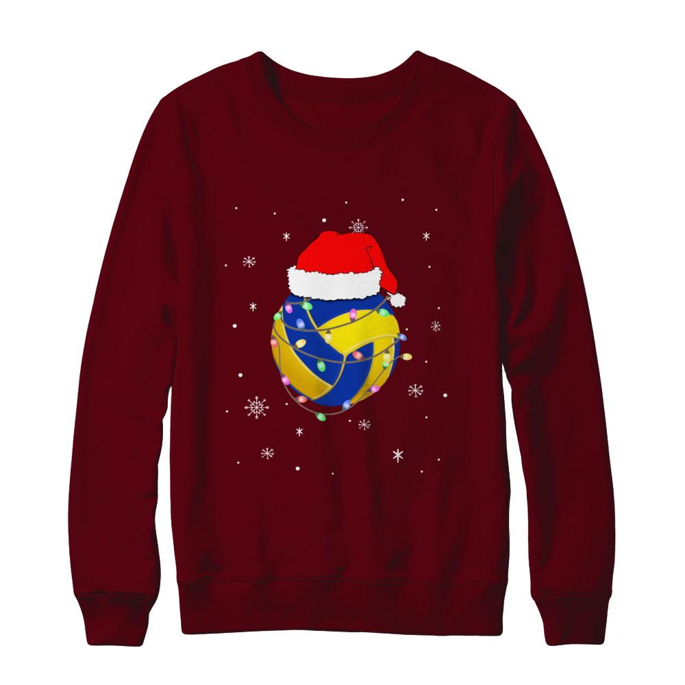 Santa Hat Volleyball Christmas Gifts-T-Shirt & Sweatshirt-Crewneck Sweatshirt-Maroon