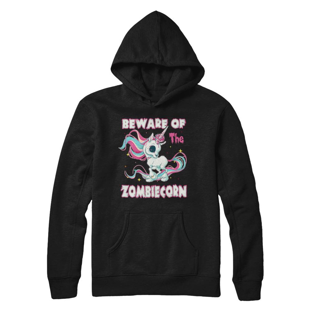 Beware Of The Zombiecorn Unicorn-T-Shirt & Sweatshirt-Pullover Hoodie-Black