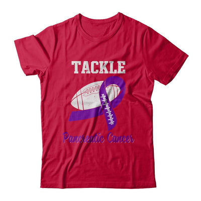 Football Survivor Tackle Purple Pancreatic Cancer Awareness-T-Shirt & Hoodie-Classic T-Shirt-Red