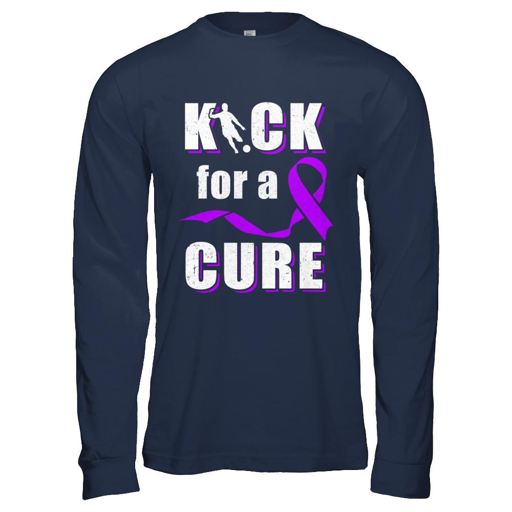 Kick For A Cure Soccer Alzheimers Pancreatic Lupus Awareness-T-Shirt & Hoodie-Long Sleeve T-Shirt-Navy