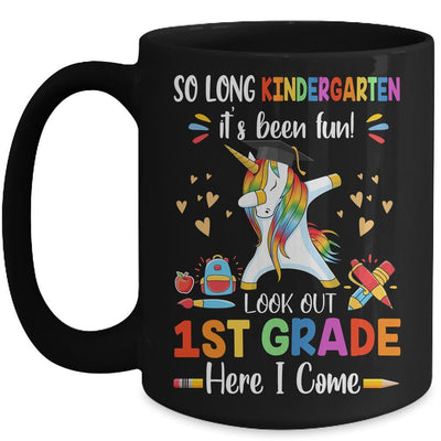 So Long Kindergarten Here I Come 1st Grade Dabbing Unicorn Mug-Coffee Mug-Mug-Black