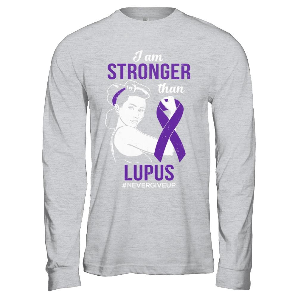 I Am Stronger Than Lupus Awareness Support-T-Shirt & Hoodie-Long Sleeve T-Shirt-Sport Grey
