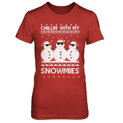 Chillin With My Snowmies Ugly Christmas Sweater-T-Shirt & Sweatshirt-Women's T-Shirt-Red