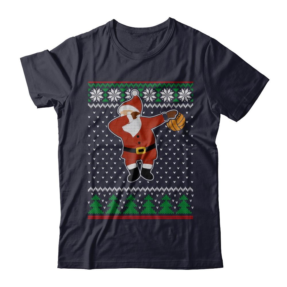 Dabbing Santa Volleyball Ugly Sweater Christmas-T-Shirt & Sweatshirt-Premium T-Shirt-Midnight Navy