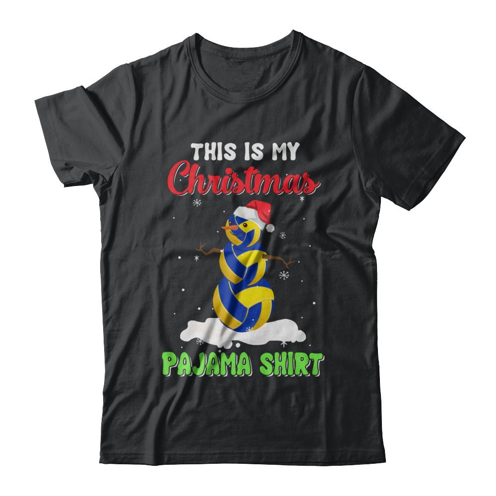 This Is My Christmas Pajama Xmas Snowman Volleyball-T-Shirt & Sweatshirt-Classic T-Shirt-Black