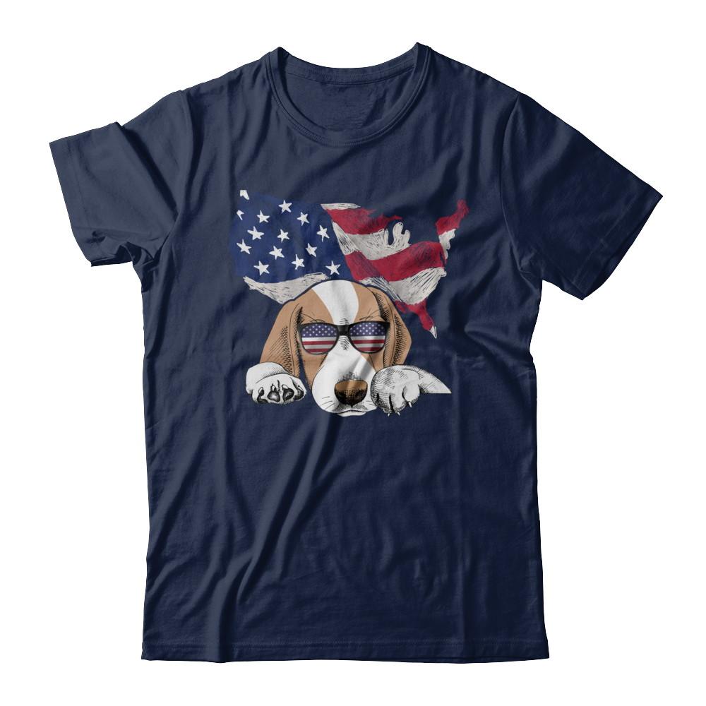Funny Patriot Beagle Dog 4Th Of July American Flag-T-Shirt & Hoodie-Classic T-Shirt-Navy
