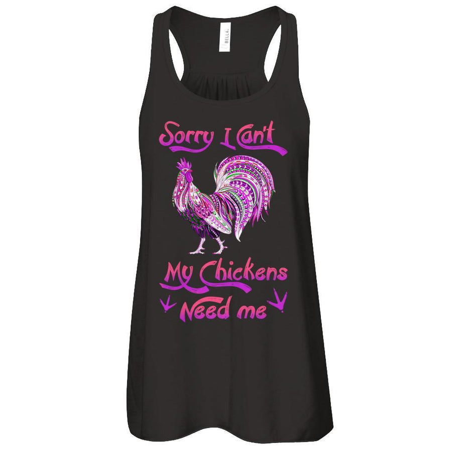 Rise Castle Sorry I Cant My Chickens Need Me-T-Shirt & Tank Top-Women's Flowy Racerback Tank-Black