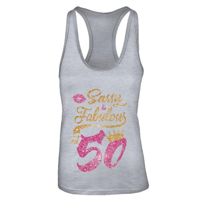 Sassy And Fabulous At 50th 1971 Birthday Gift-T-Shirt & Tank Top-Women's Ideal Racerback Tank-Heather Grey