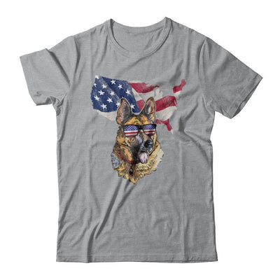Funny Patriot German Shepherd Dog 4Th Of July American Flag-T-Shirt & Hoodie-Classic T-Shirt-Sport Grey