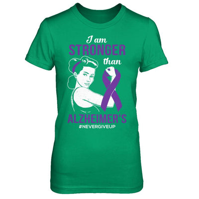 I Am Stronger Than Alzheimer's Awareness Support-T-Shirt & Hoodie-Women's T-Shirt-Irish Green