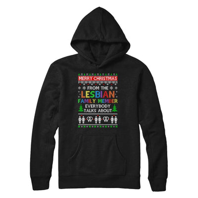 LGBT Merry Christmas From Lesbian Aunt Family Ugly Sweater-T-Shirt & Sweatshirt-Pullover Hoodie-Black