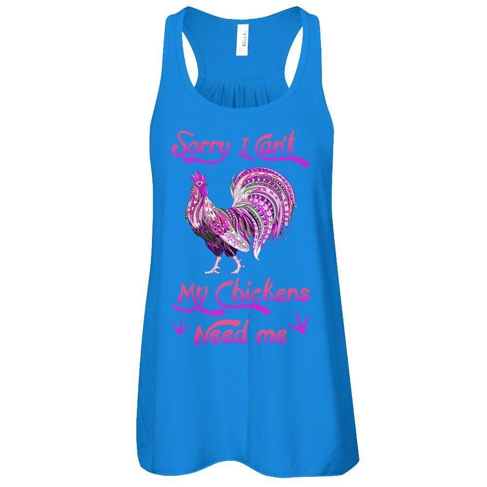 Rise Castle Sorry I Cant My Chickens Need Me-T-Shirt & Tank Top-Women's Flowy Racerback Tank-True Royal