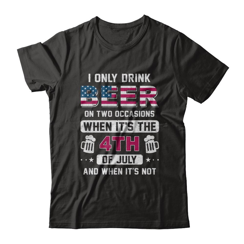 Funny Drinking Beer 4Th Of July Party American Flag-T-Shirt & Hoodie-Classic T-Shirt-Black