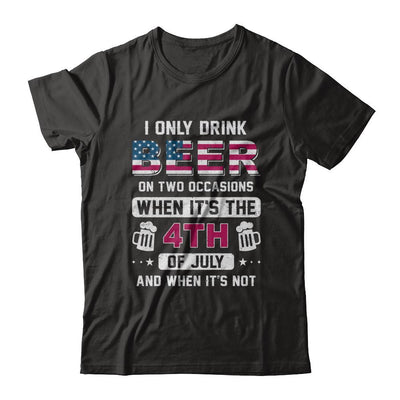 Funny Drinking Beer 4Th Of July Party American Flag-T-Shirt & Hoodie-Classic T-Shirt-Black