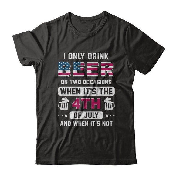 Funny Drinking Beer 4Th Of July Party American Flag-T-Shirt & Hoodie-Classic T-Shirt-Black