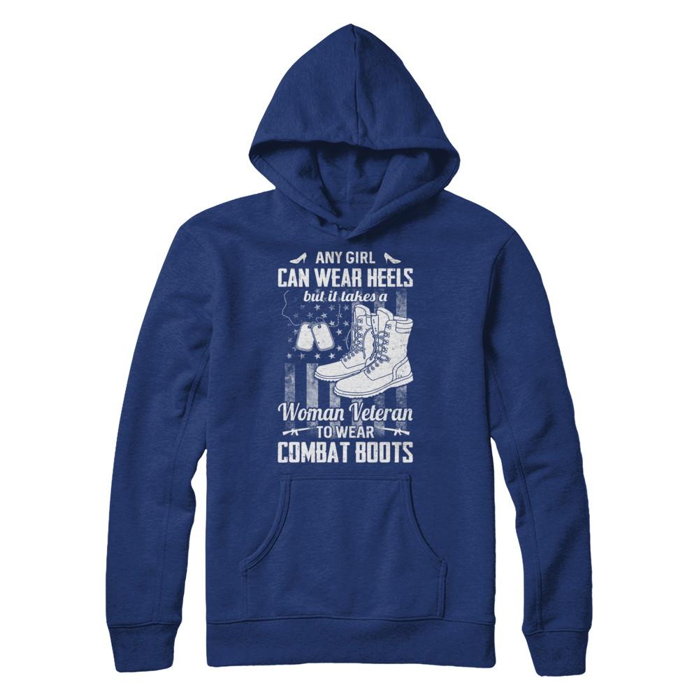 Woman Veteran To Wear Combat Boots-T-Shirt & Hoodie-Hanes - Heavyweight Pullover Hoodie-Deep Royal
