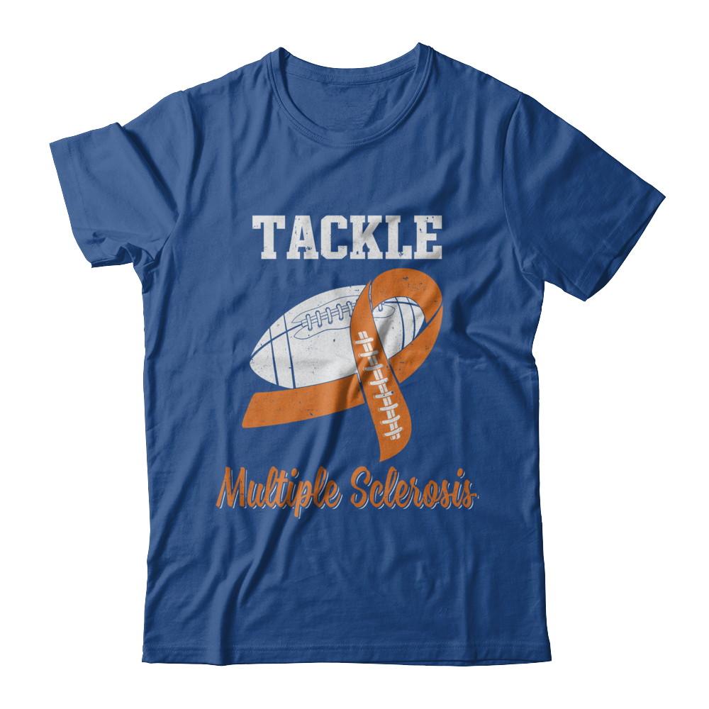Football Survivor Tackle Orange Multiple Sclerosis Awareness-T-Shirt & Hoodie-Classic T-Shirt-Royal