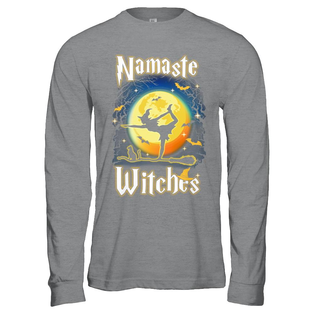 Namaste Witches Yoga Halloween-T-Shirt & Hoodie-Long Sleeve T-Shirt-Sport Grey