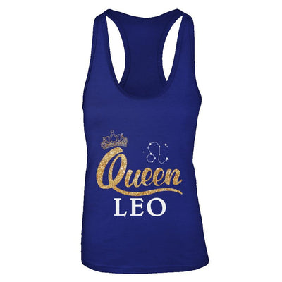 Queen Leo Zodiac July August Birthday Gift-T-Shirt & Tank Top-Women's Ideal Racerback Tank-Royal