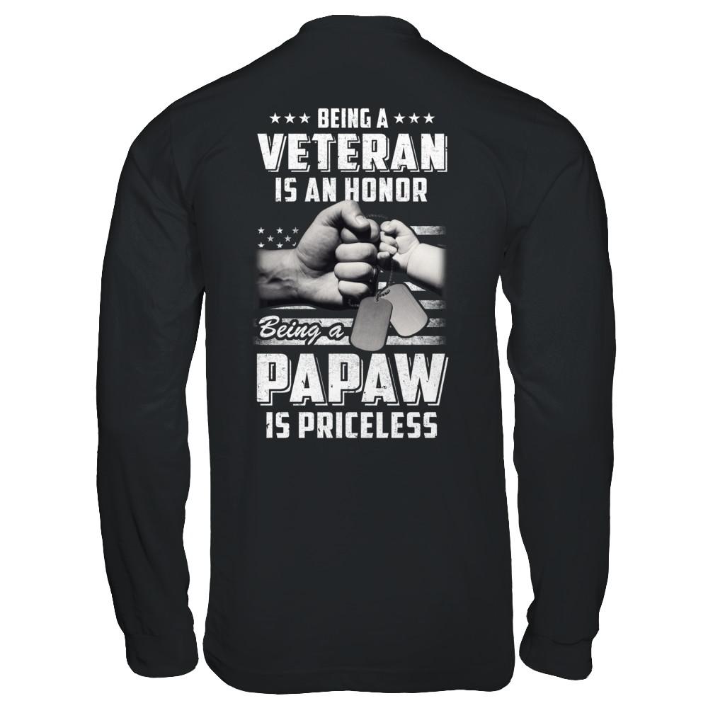 Being A Veteran Is An Honor Being A PaPaw Is Priceless-T-Shirt & Hoodie-Long Sleeve T-Shirt-Black