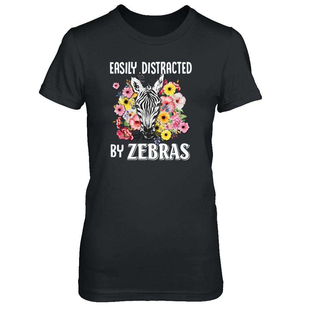 Easily Distracted By Zebras-T-Shirt & Tank Top-Women's T-Shirt-Black