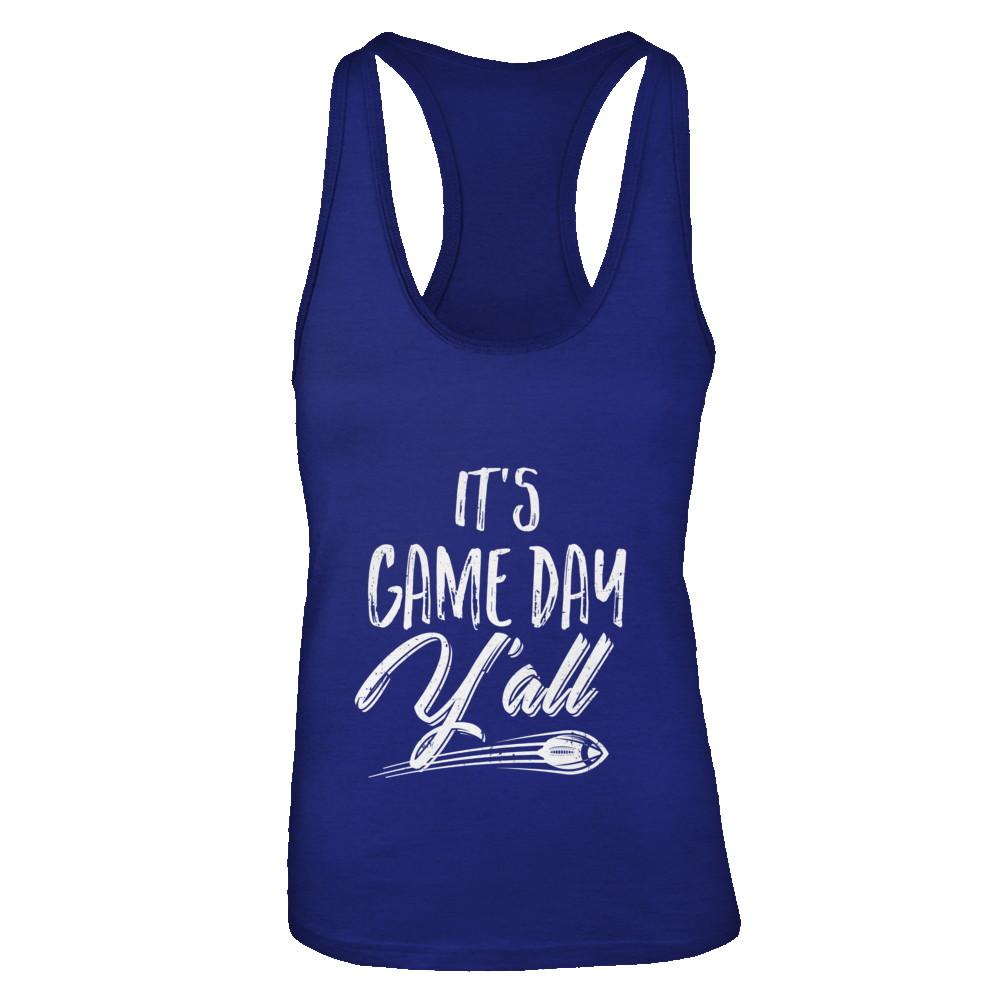 Funny It's Game Day Y'all Fan Football-T-Shirt & Tank Top-Women's Ideal Racerback Tank-Royal