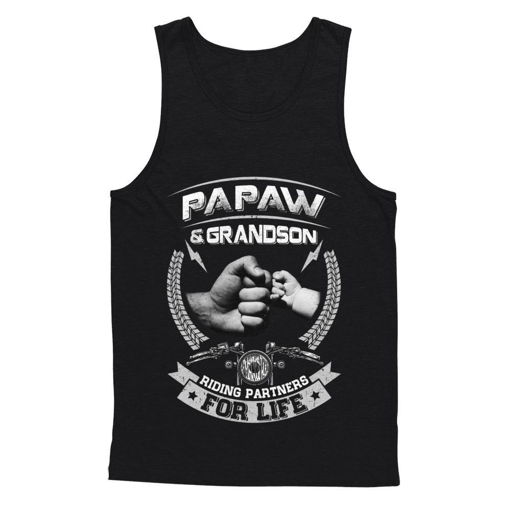 Motocross Papaw And Grandson Riding Partners For Life-T-Shirt & Hoodie-Unisex Tank-Black