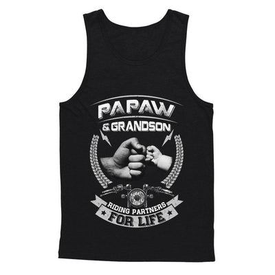 Motocross Papaw And Grandson Riding Partners For Life-T-Shirt & Hoodie-Unisex Tank-Black
