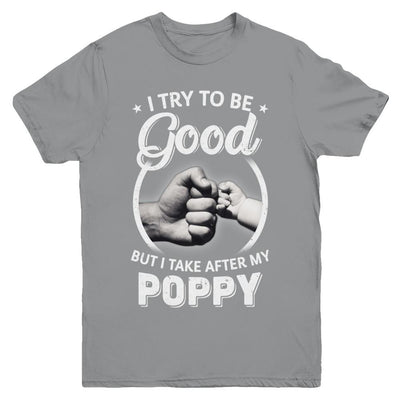 I Try To Be Good But I Take After My Poppy Toddler Kids Youth-Youth Shirt-Youth T-Shirt-Sport Grey