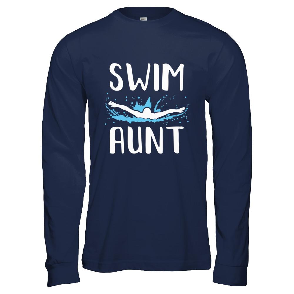 Swim Aunt Funny Swimming Birthday Gift-T-Shirt & Hoodie-Long Sleeve T-Shirt-Navy