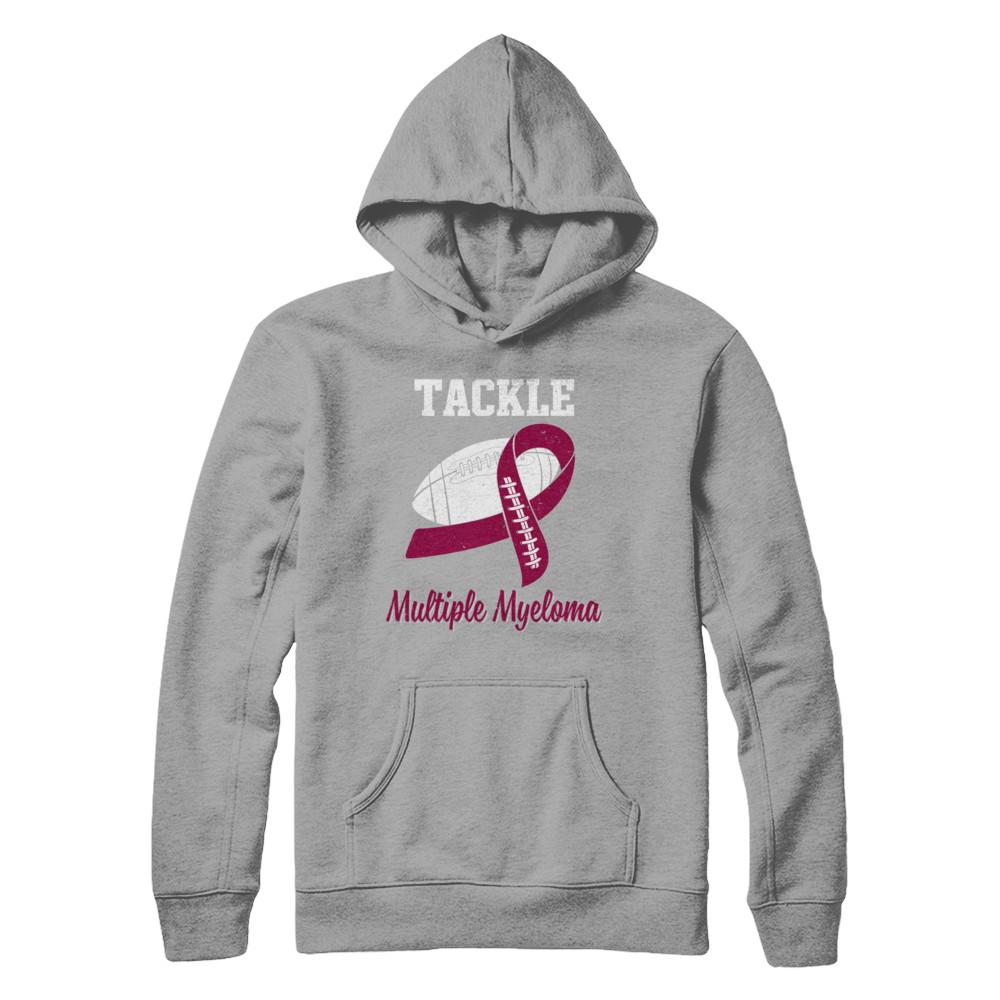 Football Survivor Tackle Burgundy Multiple Myeloma Awareness-T-Shirt & Hoodie-Pullover Hoodie-Light Steel
