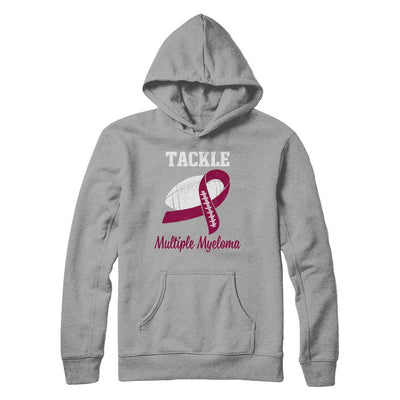 Football Survivor Tackle Burgundy Multiple Myeloma Awareness-T-Shirt & Hoodie-Pullover Hoodie-Light Steel