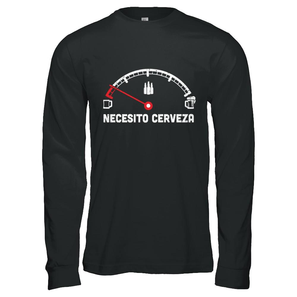 Funny Saying Cars Necesito Cerveza I Need Beer-T-Shirt & Hoodie-Long Sleeve T-Shirt-Black