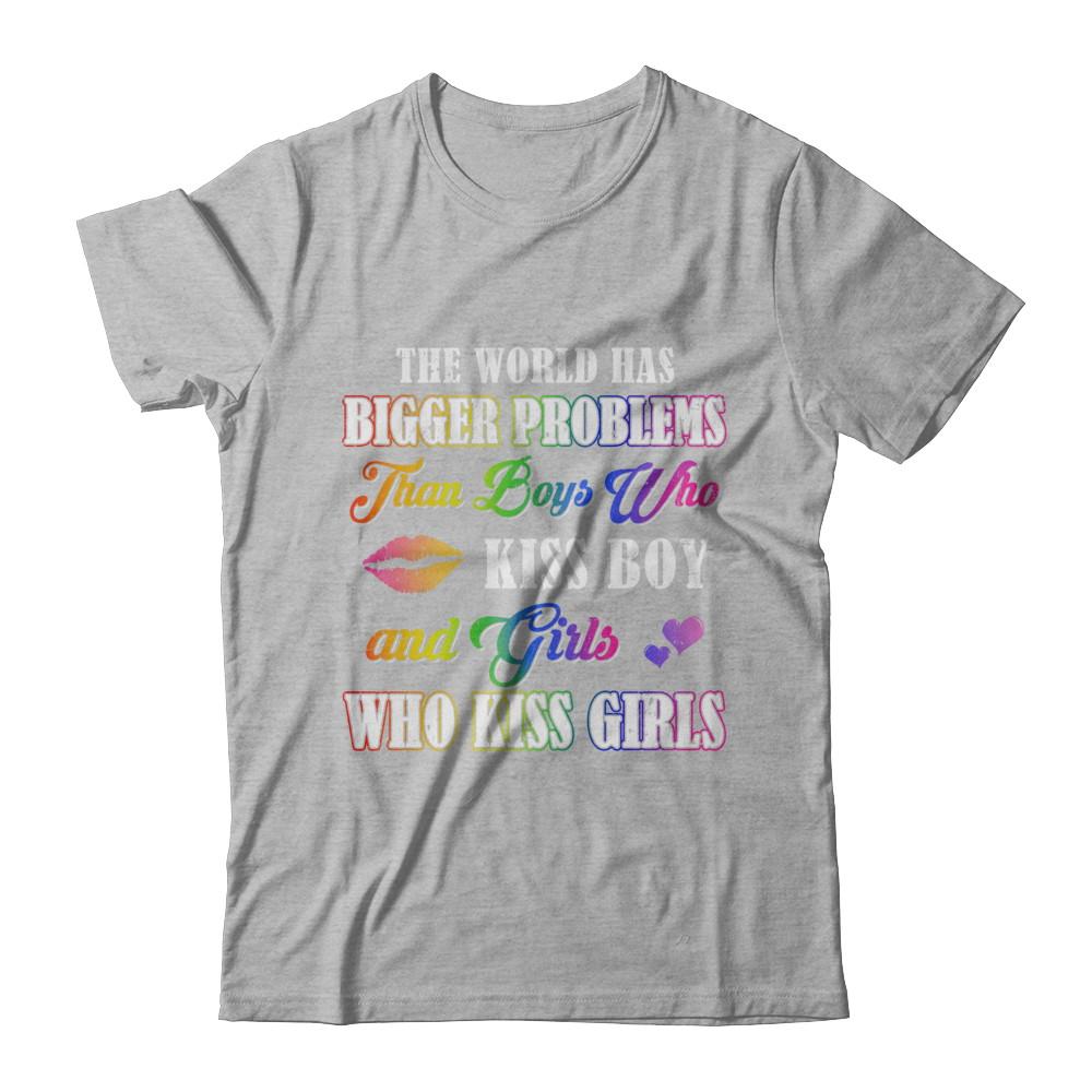 Lgbt Gay Lesbian The World Has Bigger Problems Than Boys-T-Shirt & Hoodie-Premium T-Shirt-Heather Gray