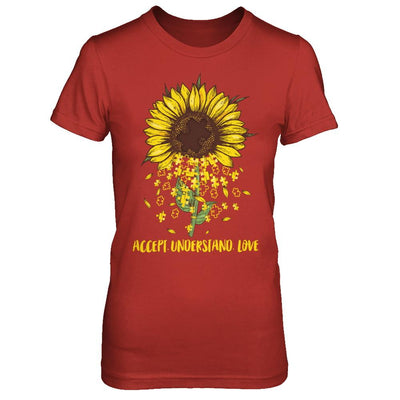 Sunflower Accept Understand Love Autism Awareness-T-Shirt & Hoodie-Women's T-Shirt-Red