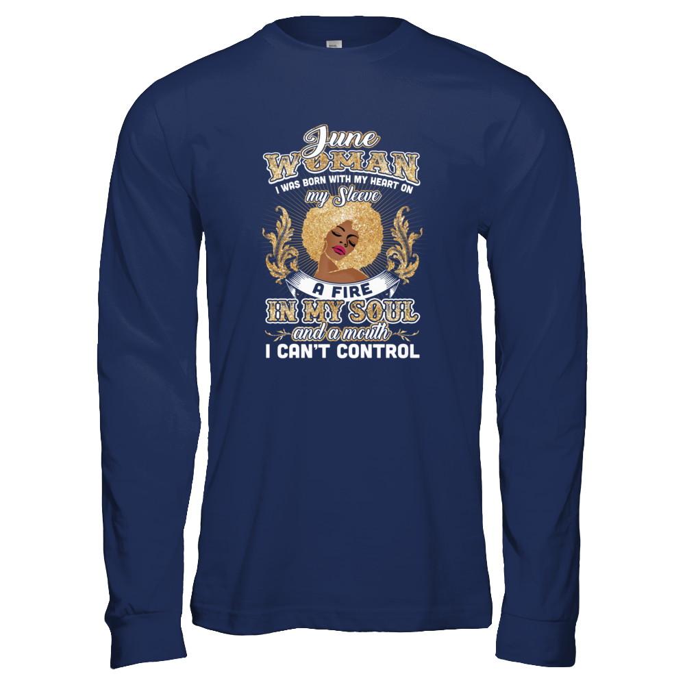 I'm A June Woman Funny Birthday-T-Shirt & Tank Top-Long Sleeve T-Shirt-Navy