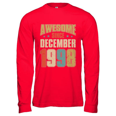 Vintage Retro Awesome Since December 1998 23th Birthday-T-Shirt & Hoodie-Long Sleeve T-Shirt-Red