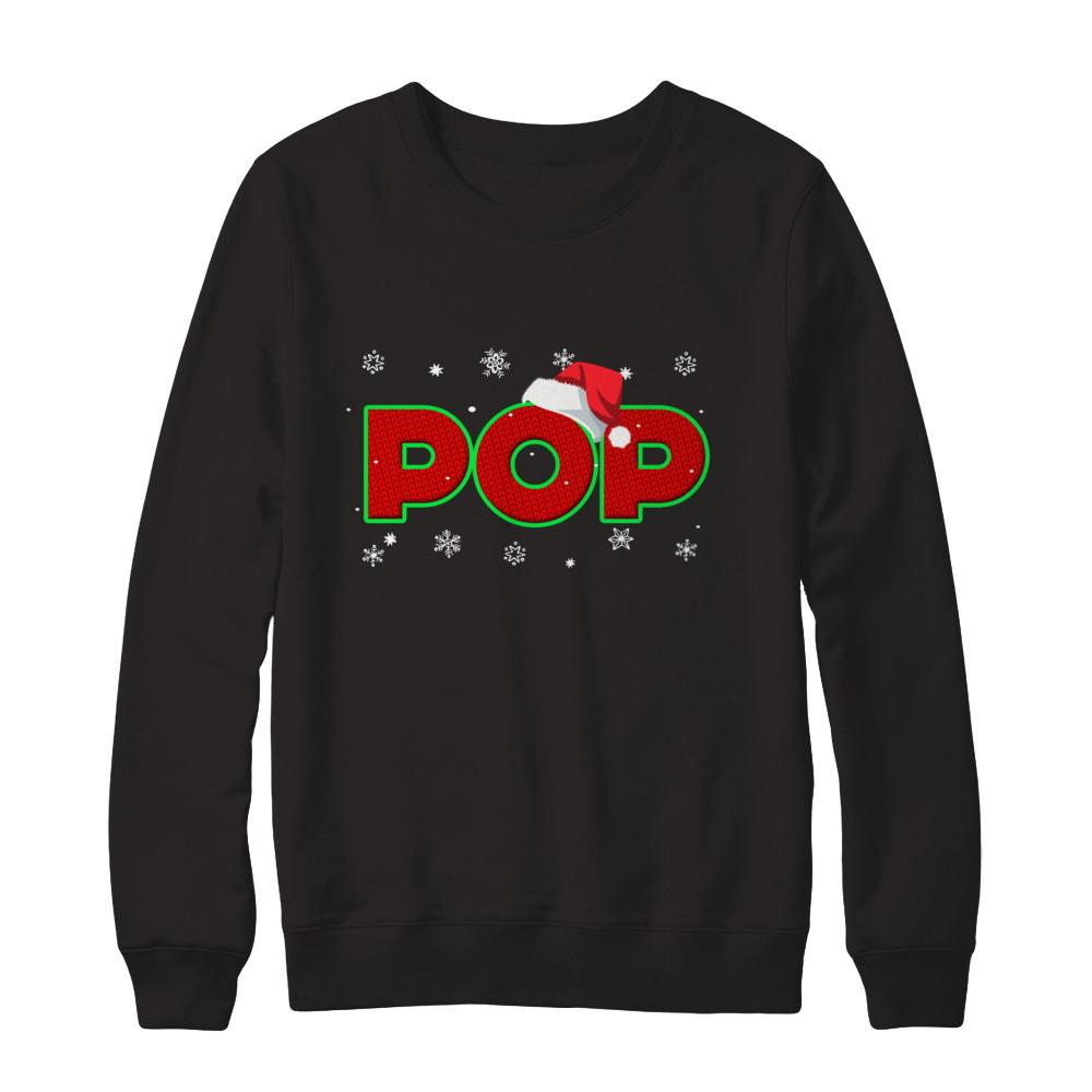 Pop Christmas Santa Ugly Sweater Gift-T-Shirt & Sweatshirt-Crewneck Sweatshirt-Black