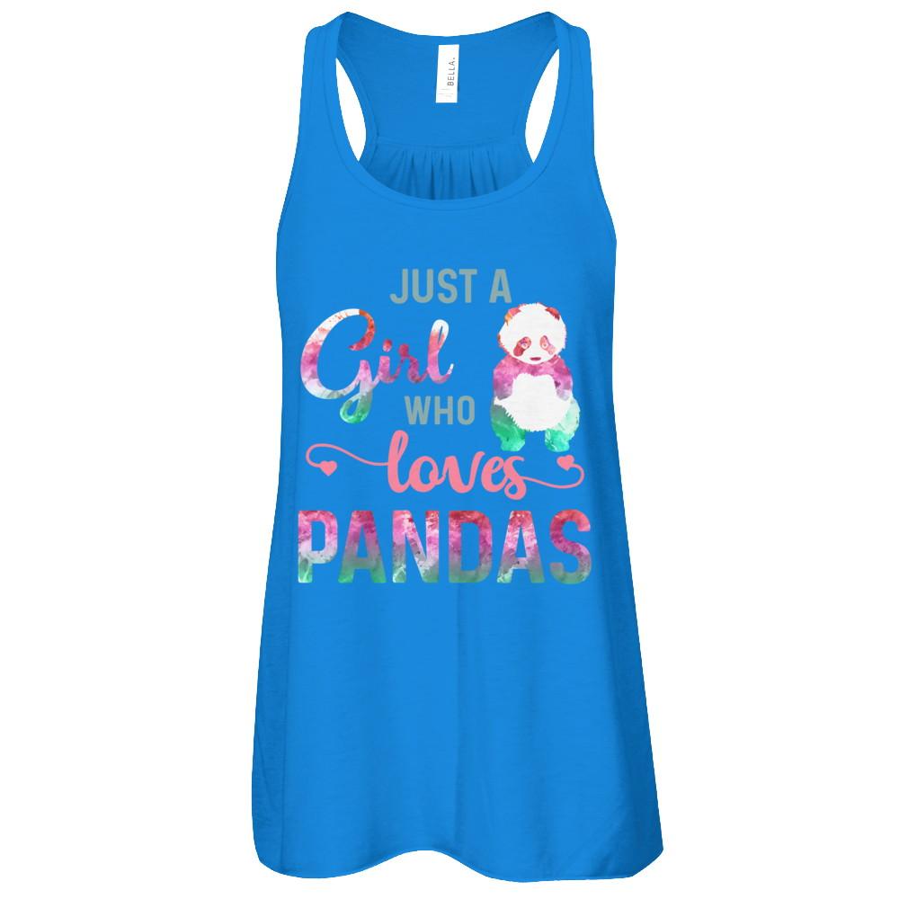 Just A Girl Who Loves Pandas Panda Lover-T-Shirt & Tank Top-Women's Flowy Racerback Tank-True Royal