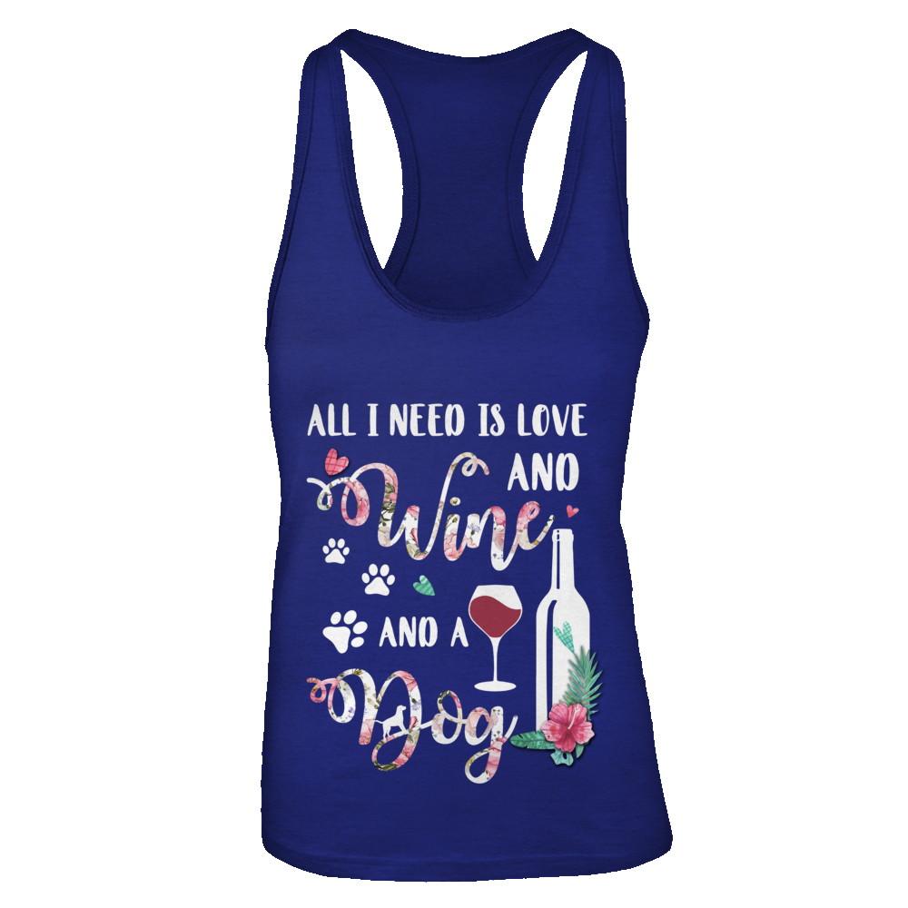 All I Need Is Love And Wine And A Dog-T-Shirt & Tank Top-Women's Ideal Racerback Tank-Royal