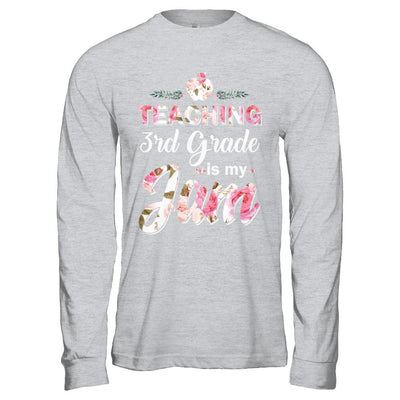 Teaching 3rd Grade Is My Jam Back To School Teacher-T-Shirt & Hoodie-Long Sleeve T-Shirt-Sport Grey